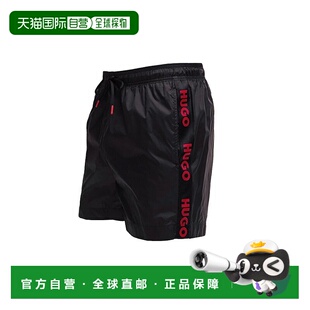自营 hugo bossHugo 男式 Fab Logo 贴带泳裤，黑色 - 黑色 美国