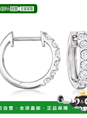 自营Ross-Simons 925 银实验室培育钻石圈形耳环 - 白色 美国奥莱