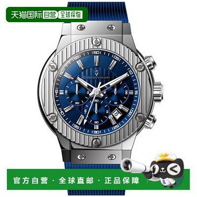 自营Christian Van Sant男式君主制蓝色表盘手表-蓝色 美国奥莱直