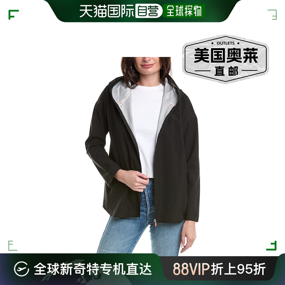 Save The Duck Dawa 短款雨衣兜帽 - 黑色 【美国奥莱】直发 女装/女士精品 短外套 原图主图