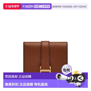 自营Fossil女士Emery皮革小号按扣双折包时尚 美国奥莱直发钱包