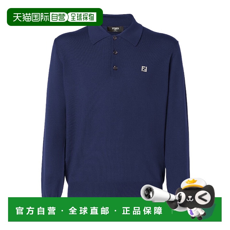 香港直邮FENDI 男士T恤 FZC167AU84F0QA2 CO 蓝色 长袖Polo衫
