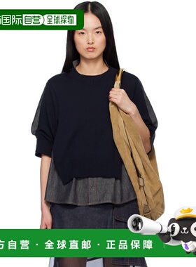 1h可退 香港直邮潮奢 Sacai 女士 蓝色 Denim Mix Knit Pullover