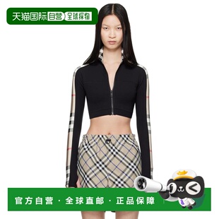 1h可退 香港直邮潮奢 Burberry 巴宝莉 女士 黑色格纹高领衫 8072