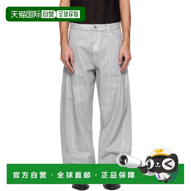 香港直邮Mugler 穆勒 男士 蓝色 Oversized Spiral 牛仔裤 25F6PA