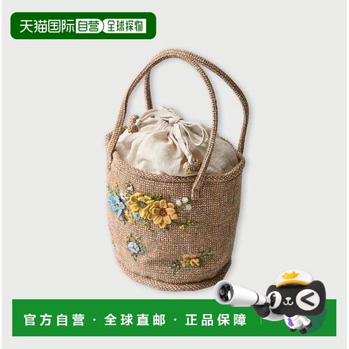 日本直邮45R 缎带刺绣迷你手提包水桶包 【付后1h可退】