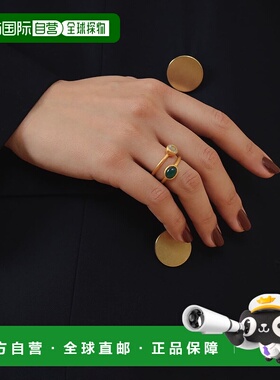 1h可退 日本直邮FRUITSJOLIE 女士绿色缟玛瑙戒指 24K镀金银925