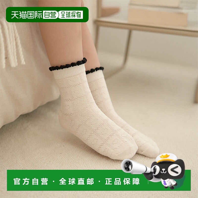 日本直邮Lycee mine 系列儿童单调袜子 适合0 16岁 经典黑色 米色