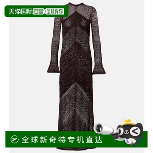 香港直邮Staud Vera 1h可退 女士 brown棕色 针织露背长款 连衣裙
