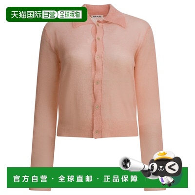 1h可退 香港直邮AURALEE 女士 SALMON 粉色马海毛尼龙针织衫 A25A