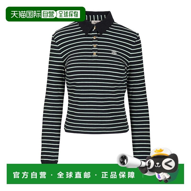 香港直邮CELINE 女士POLO衫 RX0990424GAI7 AW2025 花色 长袖Polo
