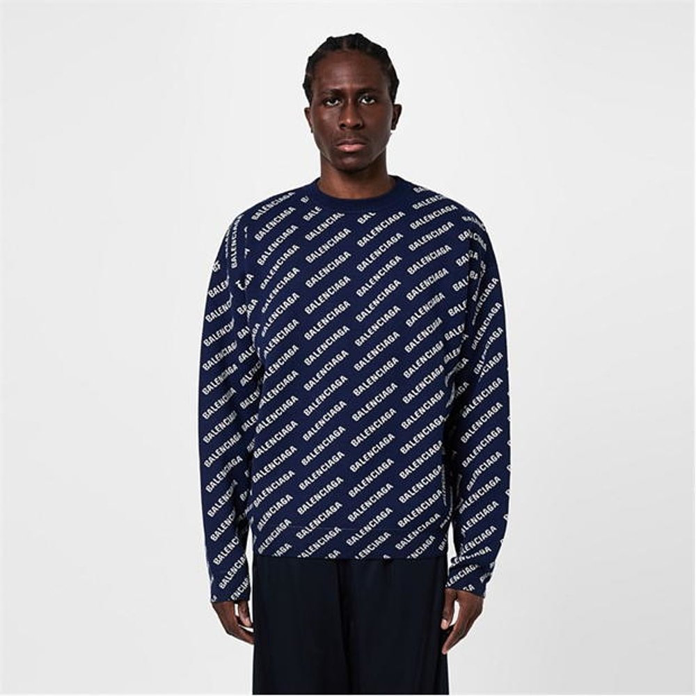 潮奢 Balenciaga 巴黎世家 男士 徽标嵌花棉混纺套头衫