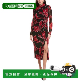 Neck Ruched Maxi 自营Adrianna black Mock Dress 美国 Papell