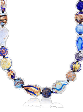 自营 Ross-Simons Italian Blue Murano Glass Bead Necklace in
