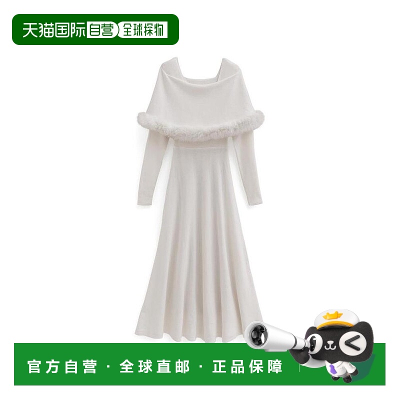 日本直邮日潮 GRL 毛皮披肩风 off-shoulder 针织连衣裙 an1538
