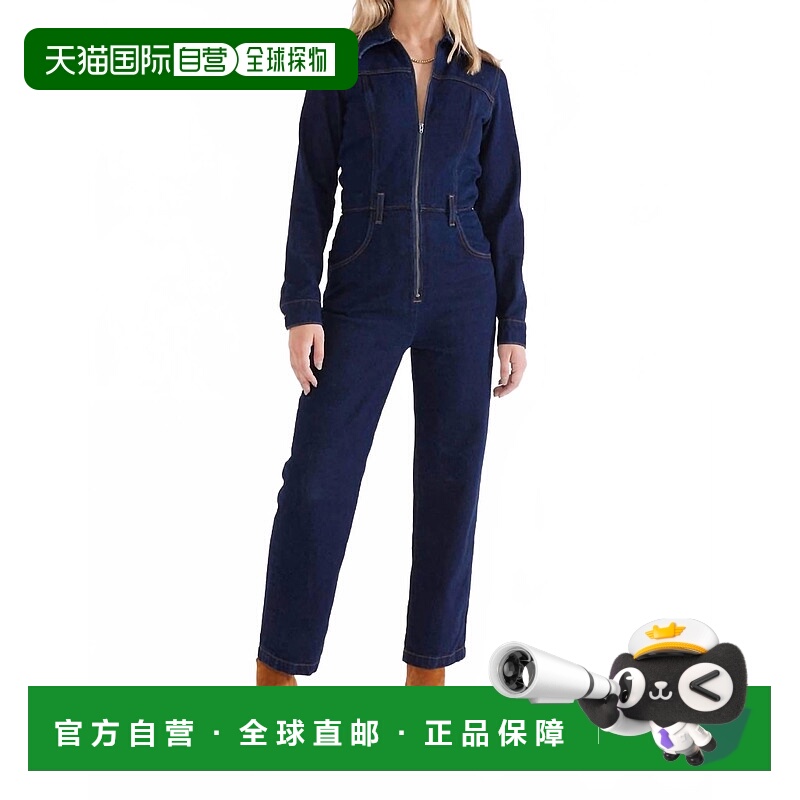 自营eticaFarrah Zipper Front Denim Jumpsuit In Night Swim -