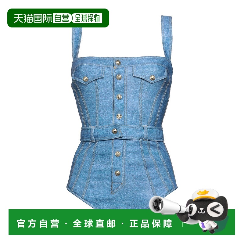1h可退 香港直邮Balmain 巴尔曼 女士 One-piece 泳衣 blue蓝色