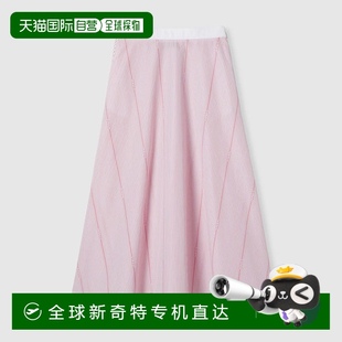 紅色切絲棉條紋中長款 歐洲直郵Gucci 古馳 女士白色 半身裙