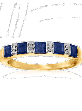 自营Ross-Simons Sapphire Ring With Diamond Accents in 18kt G