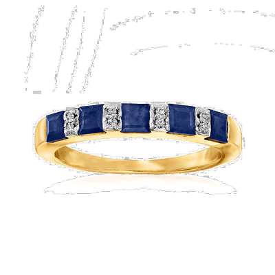 自营Ross-Simons Sapphire Ring With Diamond Accents in 18kt G