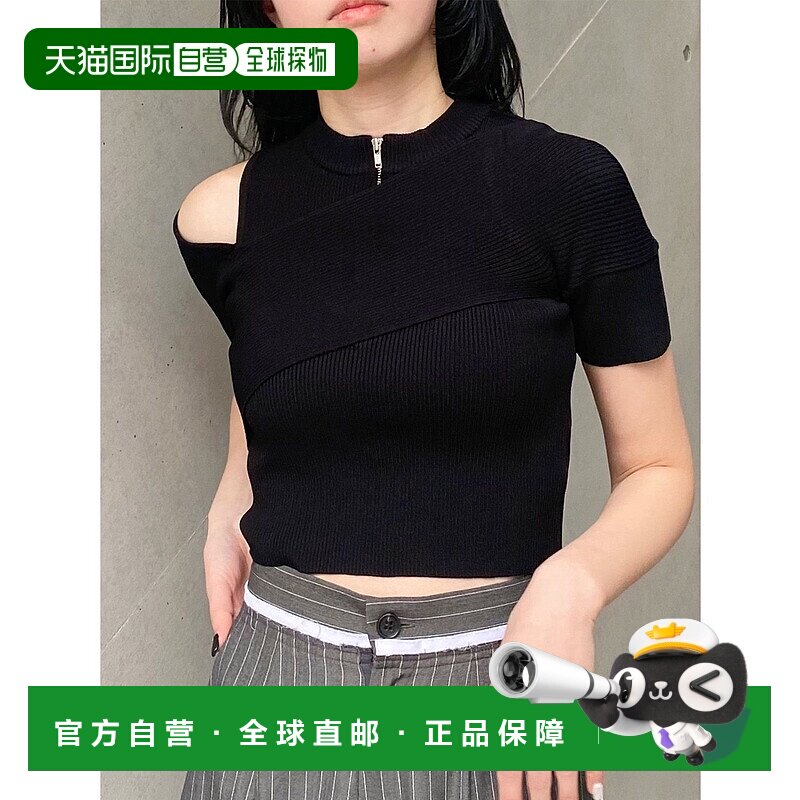 1h可退 日本直邮MURUA 女士一字肩拉链设计针织衫 012532600101