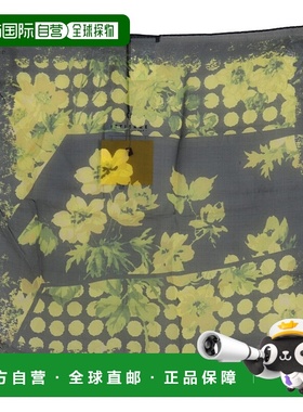 自营 GF Ferre 黄色 Floral Wrap Shawl Foulard 女士围巾 - 黑色