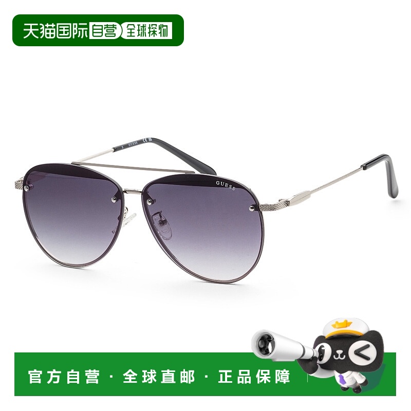 自营Guess 女士 63 毫米黑色太阳镜 GF0386-10B - 闪亮浅镍锡 【