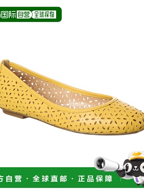自营 french sole法国鞋底Leyla激光切割皮革平底鞋-黄色 美国奥