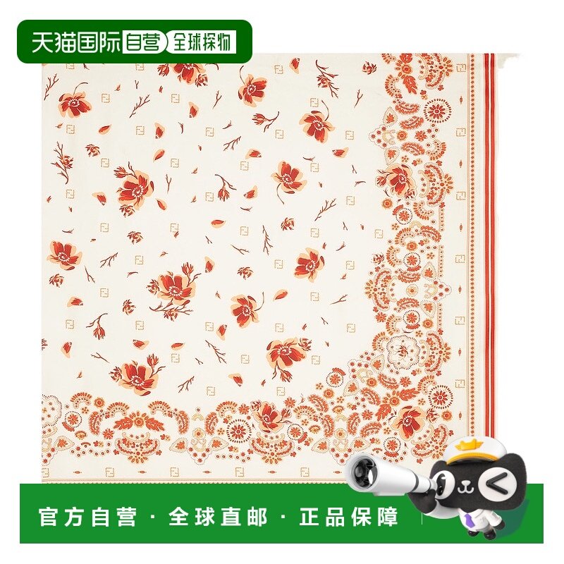 香港直邮FENDI 女士围巾 FXT453AVB7F0BU9 SS2025 红色 丝绸大围