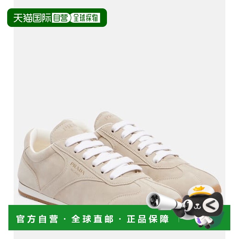 1h可退 香港直邮潮奢 Prada 普拉达 女士 绒面革运动鞋 beige米色