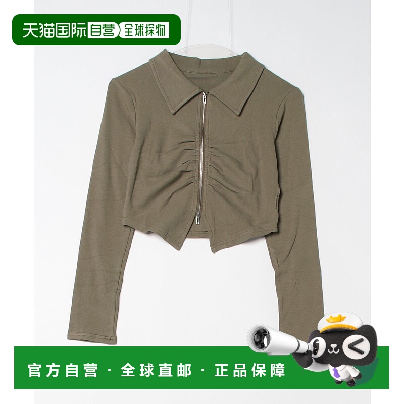 1h可退 日本直邮DISPARK 女士前褶皱双拉链长袖T恤 DI24AU08L0003