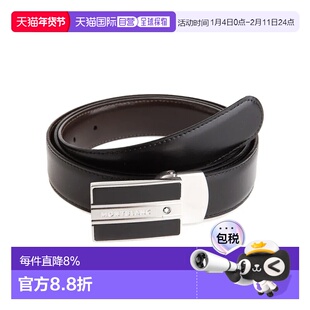 香港直邮MONTBLANC/万宝龙男士方扣黑色/棕色双面皮带腰带30mm