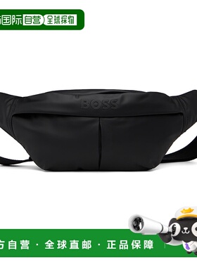 1h可退 香港直邮潮奢 BOSS 波士 男士 黑色 Logo Detail 腰包 505