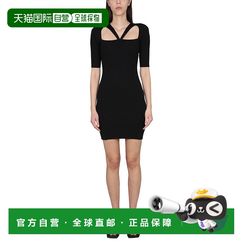 香港直邮GANNI 女士连衣裙 K1876099 AW2023 黑色 RIBBED DRESS