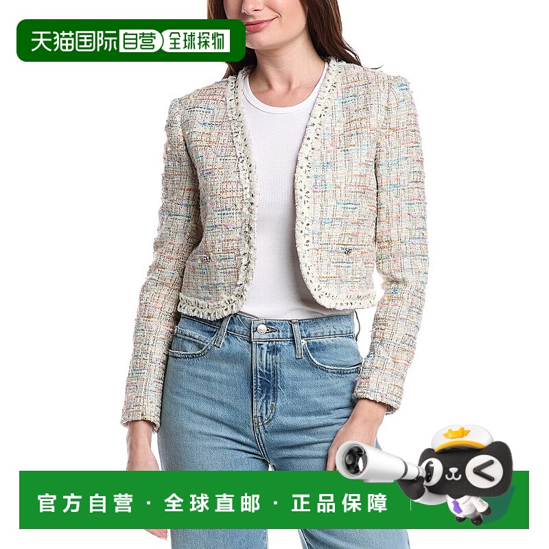 自营alice + olivia Peyton Cropped Tweed Jacket - white 美国