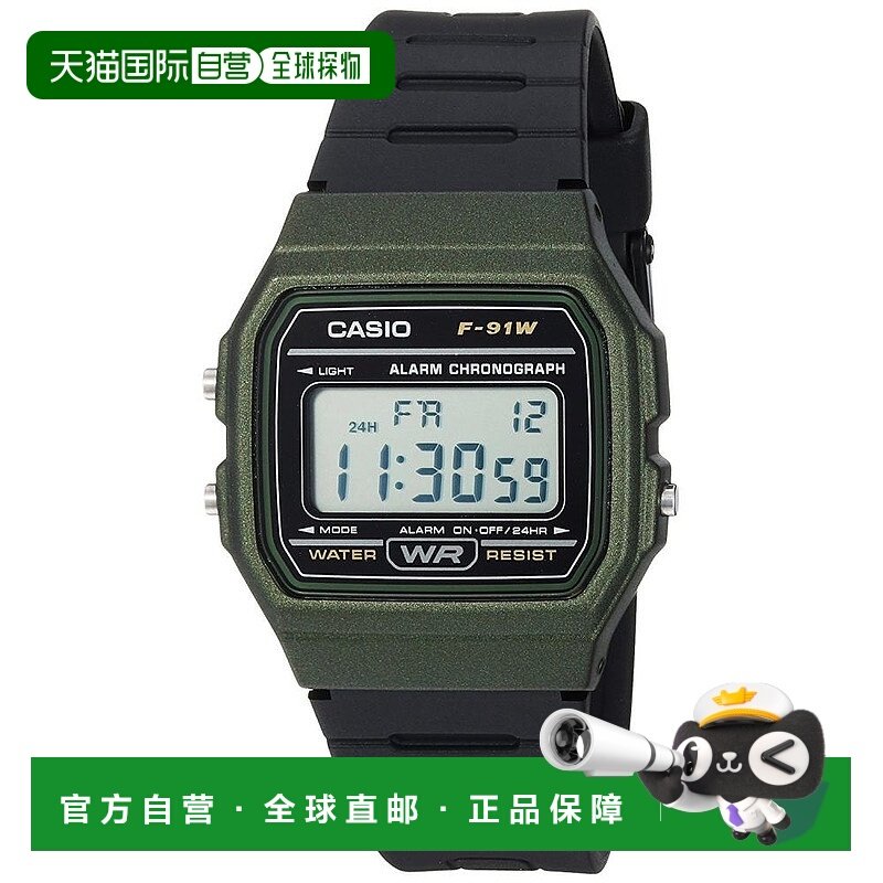 【日本直邮】CASIO卡西欧 女士时尚腕表F91WM-3A 卡其色