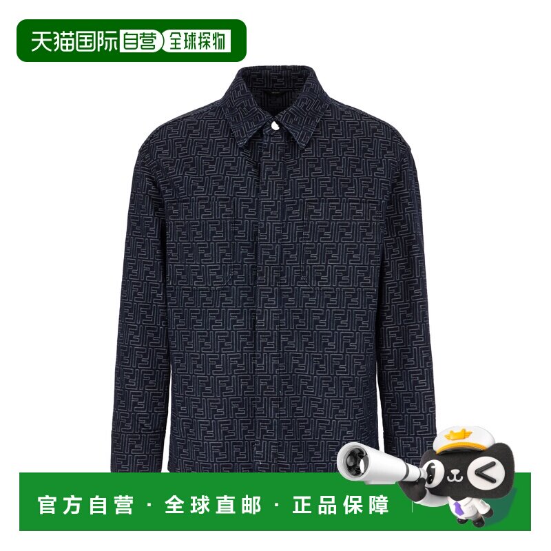 香港直邮FENDI 男士衬衫 FW1321AUX4F0BUZ SS2026 花色 Indigo bl - 实物图
