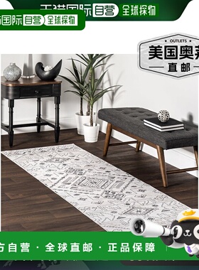 自营nuLOOM Malena 部落边框可机洗地毯 - 浅灰色 【美国奥莱】直