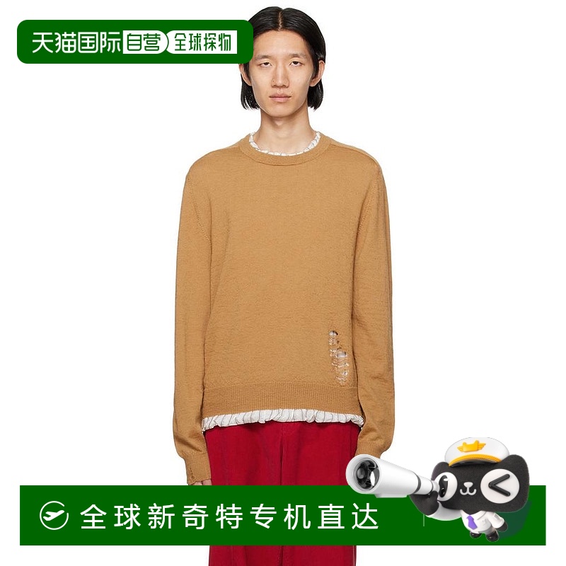 1h可退 【美国直邮】Maison Margiela 米色做旧针织毛衣 男装 针