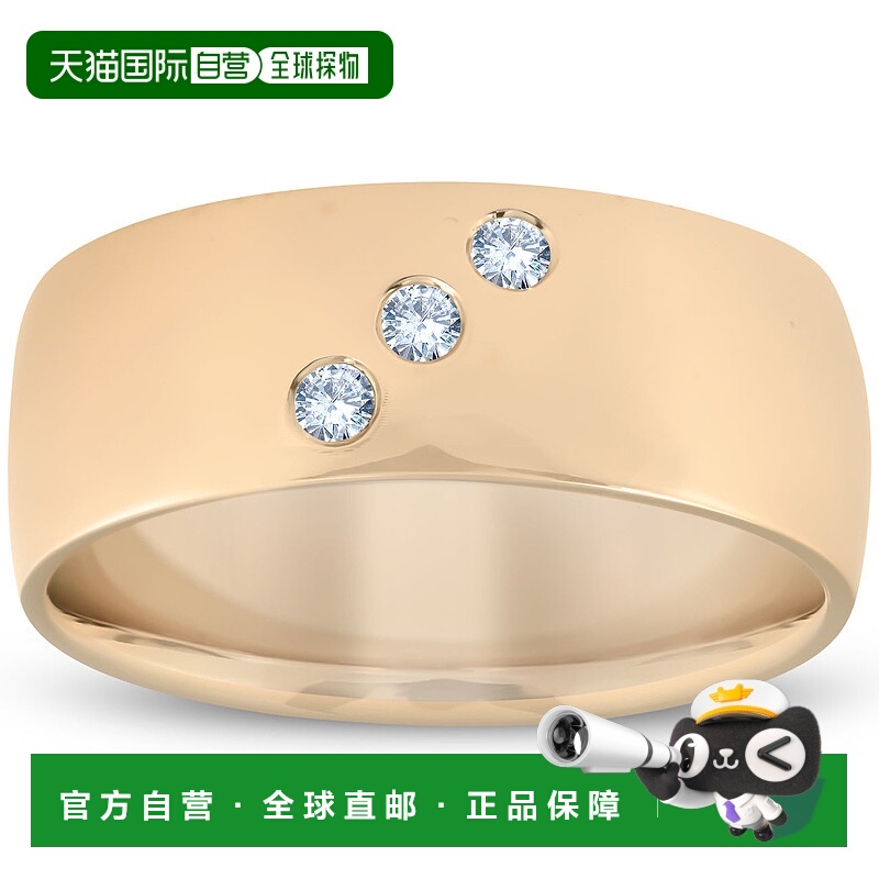 自营 pompeii3POMPEII 男士三石钻石戒指 10k 黄金高抛光 7 毫米