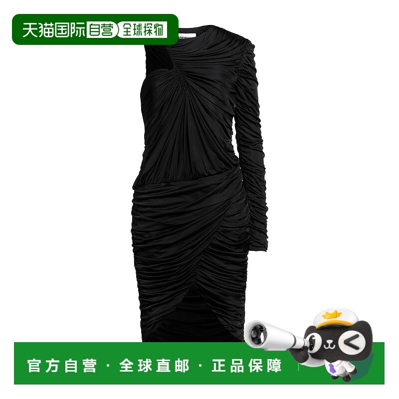 1h可退 香港直邮Moschino 莫斯奇诺 女士 中长连衣裙 black黑色