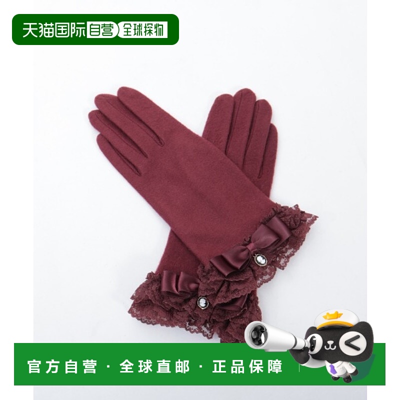 1h可退 日本直邮axes femme 女装 镂空蕾丝蝴蝶结装饰手套 LS634X