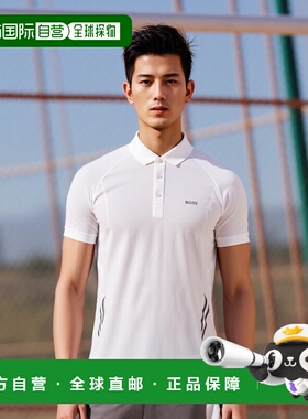 自营 Hugo Boss 男式 Piraq Active 1 训练 Polo 衫，白色 - 白色