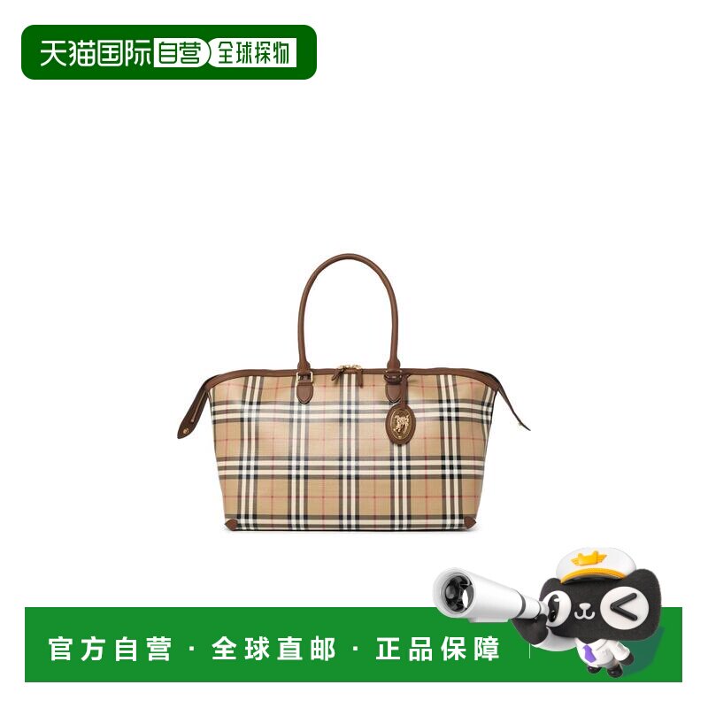 自营burberry米色存档皮革棉质中号托特包-中性色 美国奥莱直发