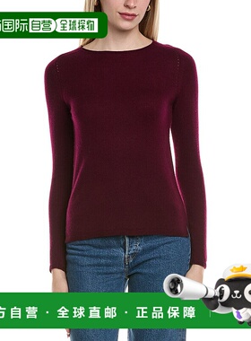 自营sofiacashmere圆领羊毛和羊绒混纺毛衣-红色 美国奥莱直发