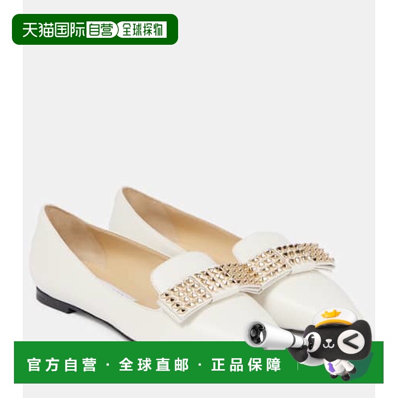 香港直邮Jimmy Choo 周仰杰 女士 Gala 精饰皮质芭蕾舞鞋 000521