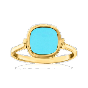 自营 Ross-Simons 14 克拉黄金意大利绿松石戒指 - 蓝色 美国奥莱