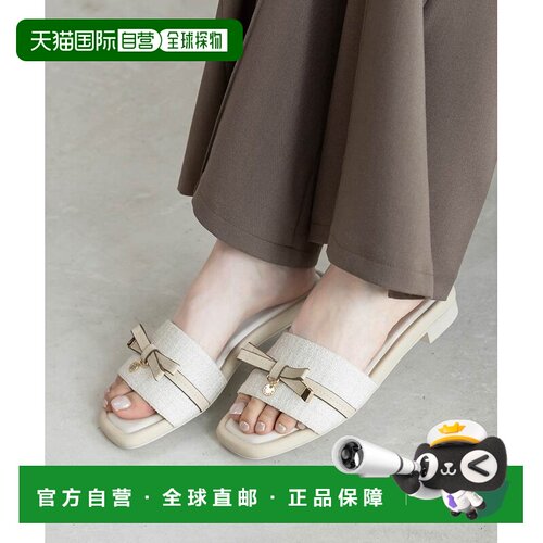 日本直邮RANDA 蕾丝腰带夏季粗花呢穆勒凉鞋
