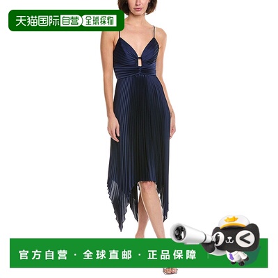 自营Milly Joanna Pleated Satin Dress - blue 美国奥莱直发