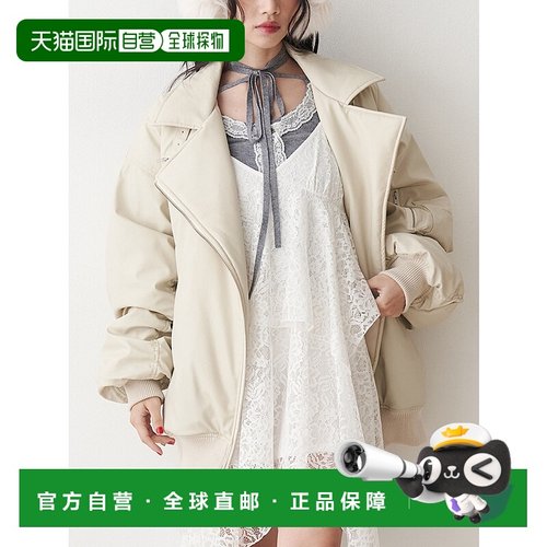 1h可退 日本直邮jouetie 女装 仿皮拼接加厚MA-1飞行员夹克 宽松